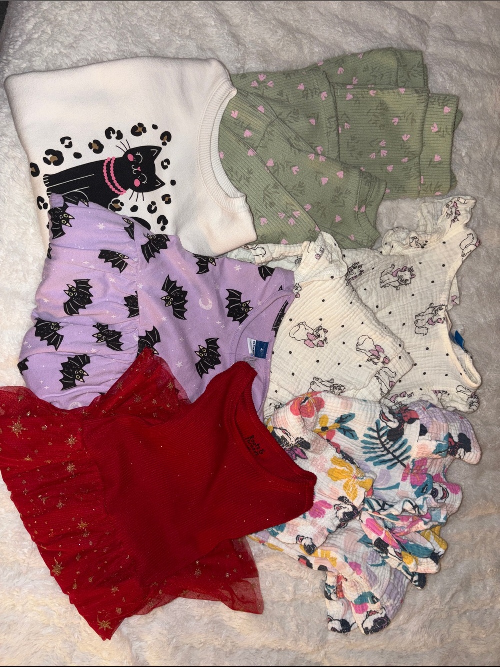 LOT of 4T Mixed Toddler Dresses and outfits - Pink, Purple, Green, Red